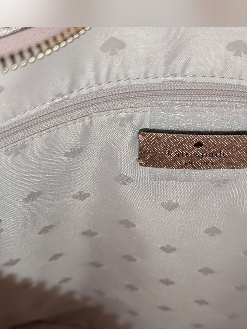 Kate Spade Rose Gold Glitter Fabric Shoulder Tote Bag EUC - Picture 7 of 13
